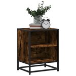 vidaXL Table de chevet chêne fumé 40x31x50 cm bois d'ingénierie métal