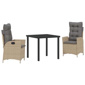 vidaXL Ensemble de salle à manger pour jardin 3 Pièces Beige polyrotin