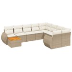 vidaXL Salon de jardin avec coussins 10 Pièces beige résine tressée