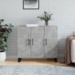 vidaXL Buffet gris béton 90x34x80 cm bois d'ingénierie