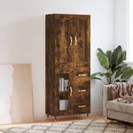 vidaXL Buffet haut Chêne fumé 69 5x34x180 cm Bois d'ingénierie
