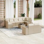 vidaXL Salon de jardin avec coussins 10 Pièces beige résine tressée