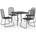 vidaXL Ensemble à manger de jardin 5 Pièces PVC résine tressée noir