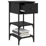 vidaXL Cabinet de chevet avec tiroir Chêne noir 33 5 x 36 x 70 cm