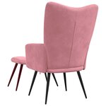 vidaXL Chaise de relaxation avec tabouret Rose Velours