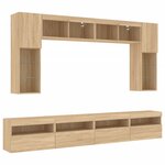 vidaXL Ensemble de meubles TV muraux 8Pièces et lumières LED chêne sonoma