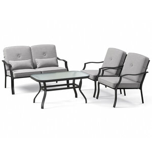 Lot de 4 pièces salon de jardin en métal 122 x 76 x 74 cm confort inégalé assise ergonomique en métal gris 20_0020069