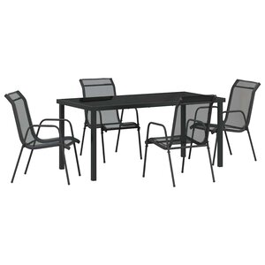 vidaXL Ensemble de salle à manger pour jardin 5 Pièces Noir