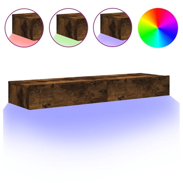 vidaXL Meubles TV avec lumières LED 2 Pièces chêne fumé 60x35x15 5 cm