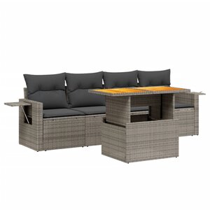 vidaXL Salon de jardin avec coussins 5 Pièces beige résine tressée
