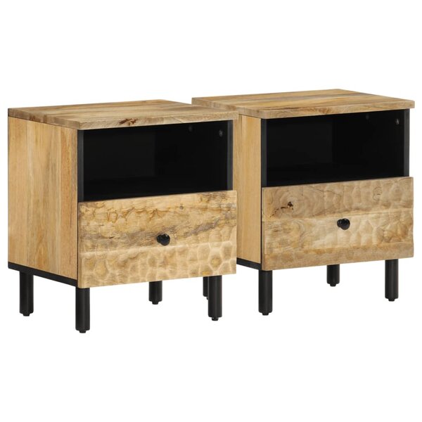 vidaXL Tables de chevet 2 Pièces 40x33x46 cm Bois de manguier solide