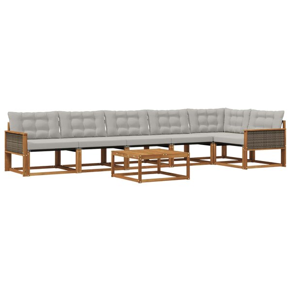 vidaXL Ensemble de canapés d'extérieur 7 Pièces Naturel et gris clair