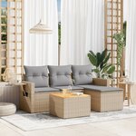 vidaXL Salon de jardin avec coussins 5Pièces mélange beige résine tressée