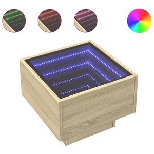 vidaXL Table de chevet avec LED infini chêne sonoma 40x40x30 cm
