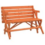 vidaXL Table de pique-nique avec bancs sapin massif 2 en 1 convertible