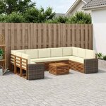 vidaXL Ensembles de canapés avec coussin 10 Pièces Naturel et Crème