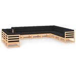 vidaXL Salon de jardin 11 Pièces avec coussins anthracite Pin massif