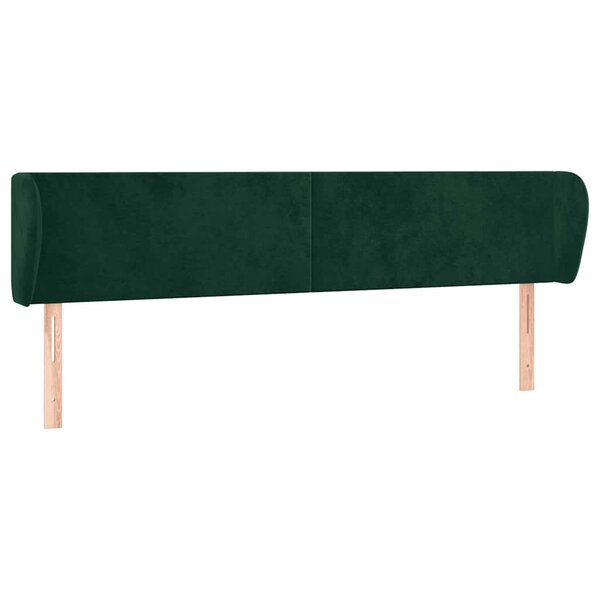 vidaXL Tête de lit avec oreilles Vert foncé 203x23x78/88 cm Velours