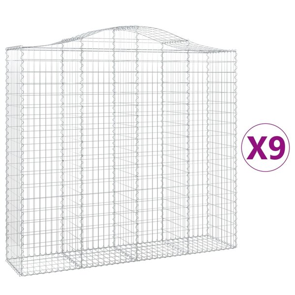 vidaXL Paniers à gabions arqués 9 Pièces 200x50x180/200 cm Fer galvanisé