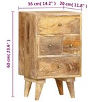 vidaXL Table de chevet 36 x 30 x 60 cm Bois de manguier massif