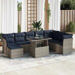 vidaXL Salon de jardin avec coussins 9 Pièces gris résine tressée acacia