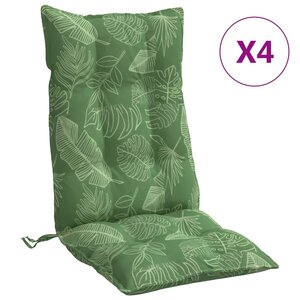 vidaXL Coussins de chaise à dossier haut lot de 4 modèle de feuille