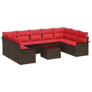 vidaXL Ensemble de canapé de jardin 10 Pièces Marron polyrotin