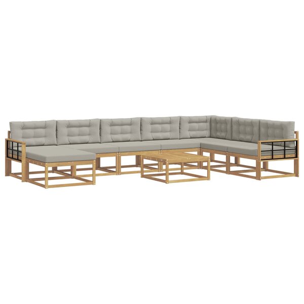 vidaXL Ensemble de canapés d'extérieur 9 Pièces Blanc et gris clair