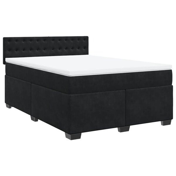 vidaXL Sommier à lattes de lit et matelas Noir 160x200 cm Velours