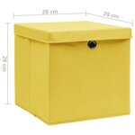 vidaXL Boîtes de rangement avec couvercles 4 Pièces 28x28x28 cm Jaune