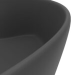 vidaXL Lavabo de luxe avec trop-plein Gris foncé mat 36x13cm Céramique