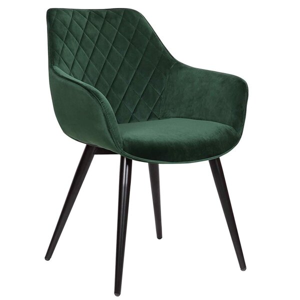 Chaise de salle à manger en velours vert 19_0000410