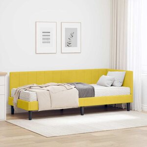 vidaXL Cadre de lit d'angle avec matelas 2 Pièces Jaune Velours