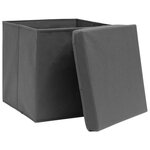 vidaXL Boîtes de rangement avec couvercles 4 Pièces 28x28x28 cm Gris