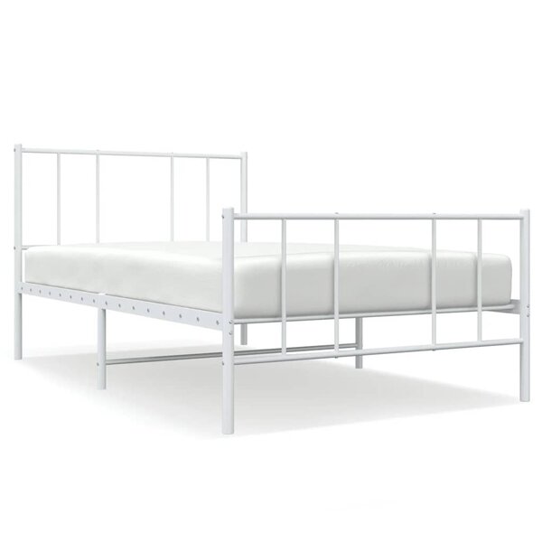 vidaXL Cadre de lit métal sans matelas avec pied de lit blanc 75x190cm