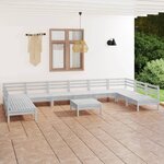 vidaXL Salon de jardin 11 Pièces Blanc Bois de pin massif