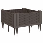 vidaXL Jardinière avec piquets marron 42 5x42 5x28 5 cm PP