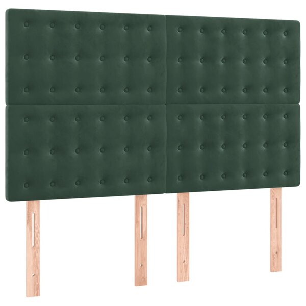 vidaXL Têtes de lit 4 Pièces Vert foncé 72x5x78/88 cm Velours