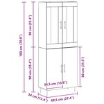 vidaXL Highboard Chêne Noir 69 5x34x180 cm Bois reconstitué