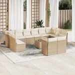 vidaXL Salon de jardin avec coussins 13 Pièces beige résine tressée
