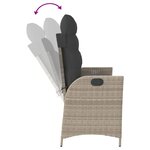 vidaXL Banc inclinable de jardin et coussins gris clair résine tressée