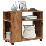 vidaXL Table d'appoint avec roues vieux bois bois d'ingénierie