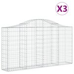vidaXL Paniers à gabions arqués 3 Pièces 200x30x100/120 cm Fer galvanisé