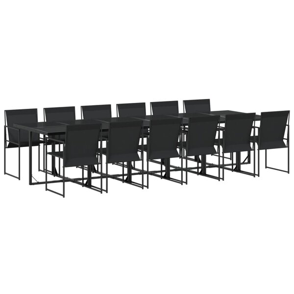 vidaXL Ensemble à manger de jardin 13 Pièces noir textilène