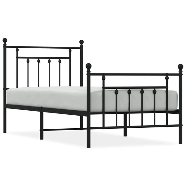 vidaXL Cadre de lit métal sans matelas avec pied de lit noir 90x200 cm
