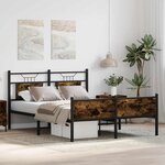 vidaXL Cadre de lit sans matelas chêne fumé 150x200 cm bois ingénierie