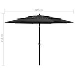 vidaXL Parasol à 3 niveaux avec mât en aluminium Anthracite 3 m