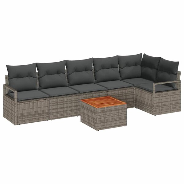 vidaXL Ensemble de canapé de jardin 7 Pièces Gris