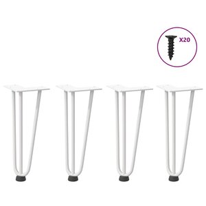 vidaXL Pieds en épingle à cheveux pour table basse 4 pièces Blanc 30 cm Acier massif