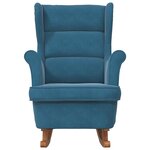 vidaXL Fauteuil à bascule à oreilles en velours bleu bois massif